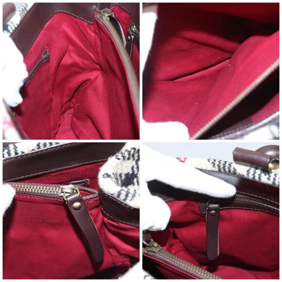 BURBERRY Nova Check Tote Bag Wool Beige Gold - Picture 15 of 16